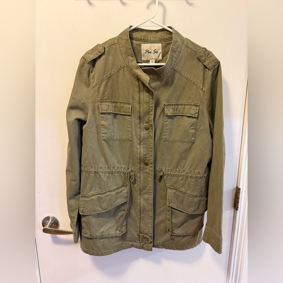 Per Se Olive Green Utility Jacket, Size XL - Picture 2 of 6